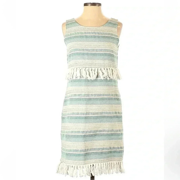 Cupcakes & Cashmere | Mint & Cream Martini Tassel Shift Dress Size Small S - Picture 2 of 5